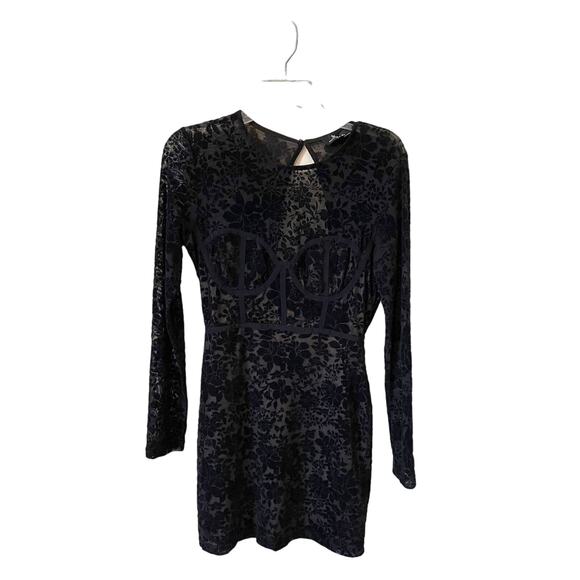 Lulu's Lace Dark Academia Goth Sexy Bodycon Mini Dress Black Size Medium - Picture 1 of 10